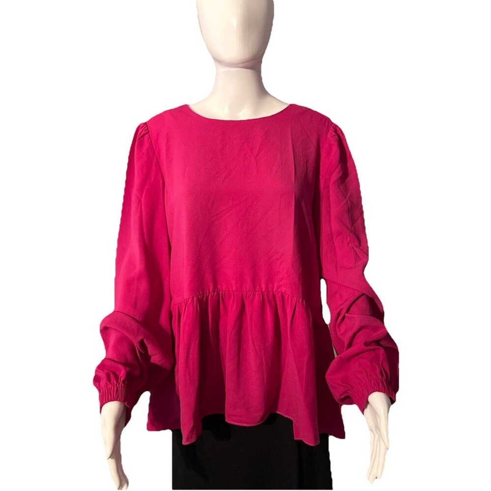 Tuckernuck Pink Magenta Fuchsia Pomander Place Carlota Classic Peplum Top SZ M